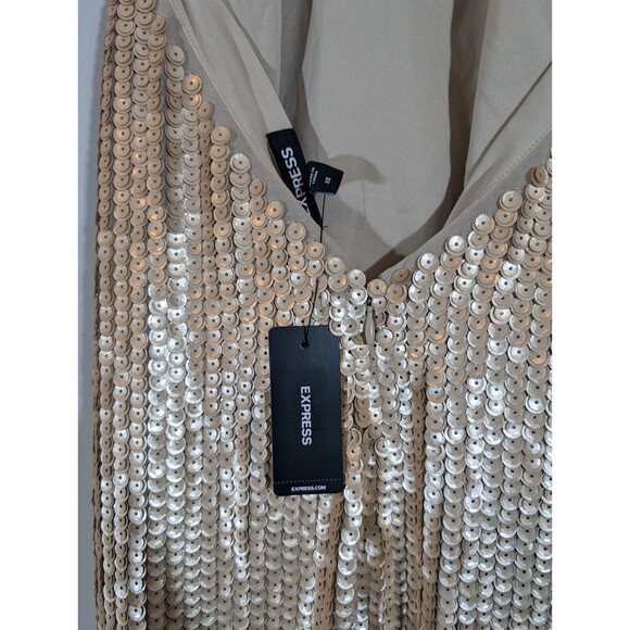 Nwt Express Dress Women Sz XS Gold Sequin Sleeveless Mini Party Cocktail - Picture 4 of 10